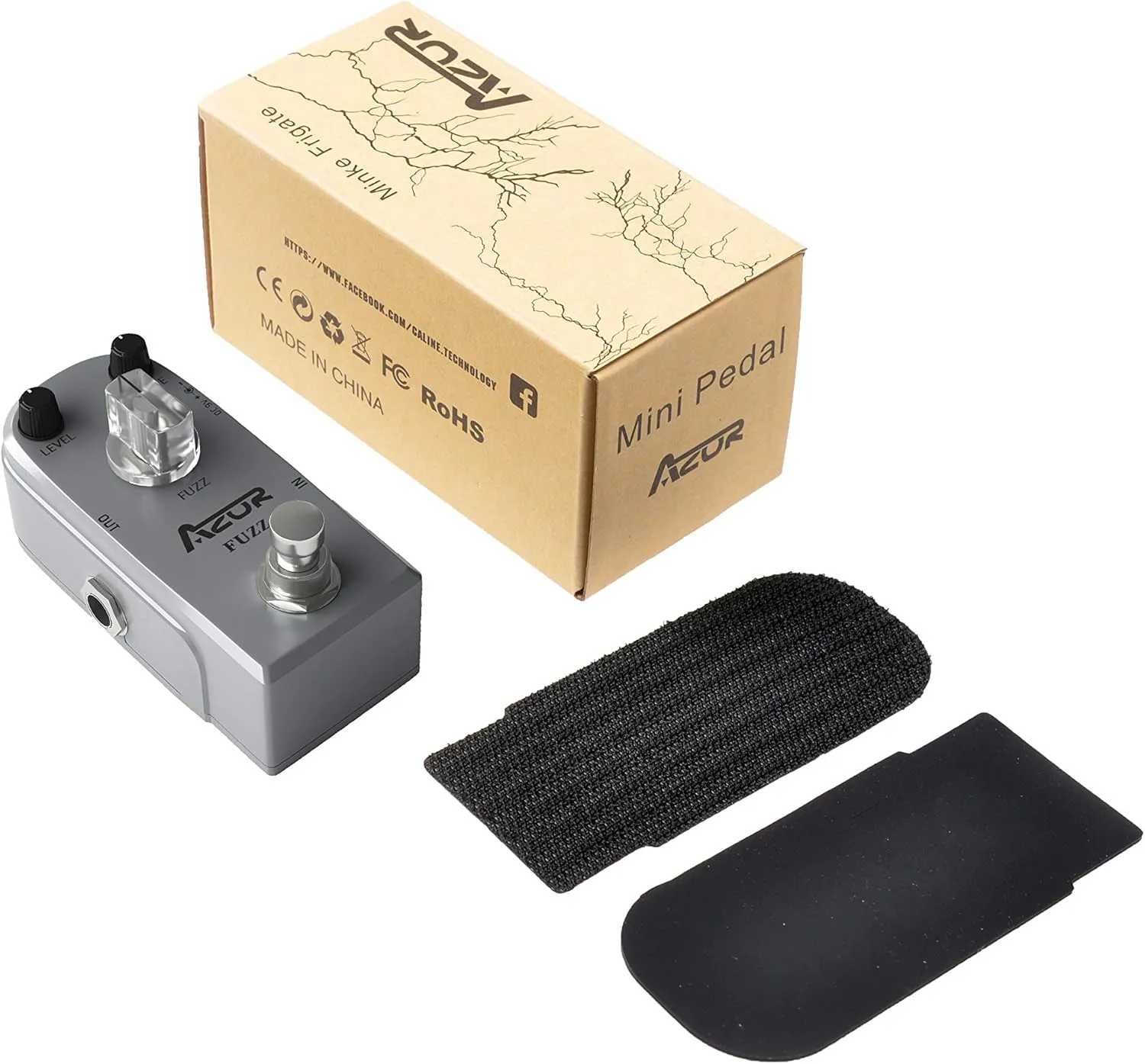 AZOR Fuzz Pedal Vintage Mini Guitar Effects Pedal - True Bypass, Aluminum Alloy Chassis, Compact Pedalboard for Electric Guitar/Bass (Stage & Studio Use)