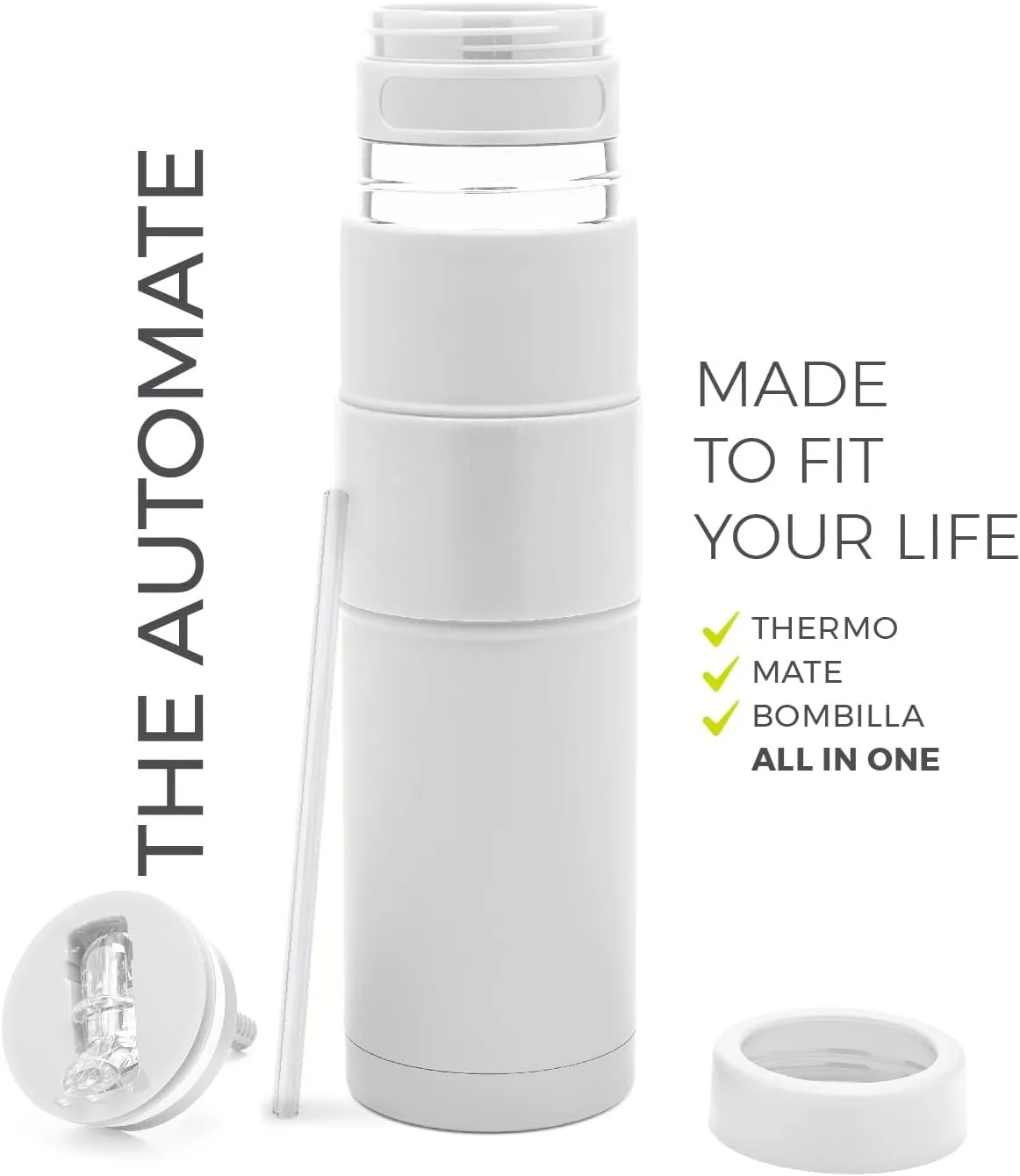 BALIBETOV - New - Stainless Steel Automate - Thermal bottle, Mate Cup and Bombilla All In One - No Need to Refill Every Time You Want to Drink