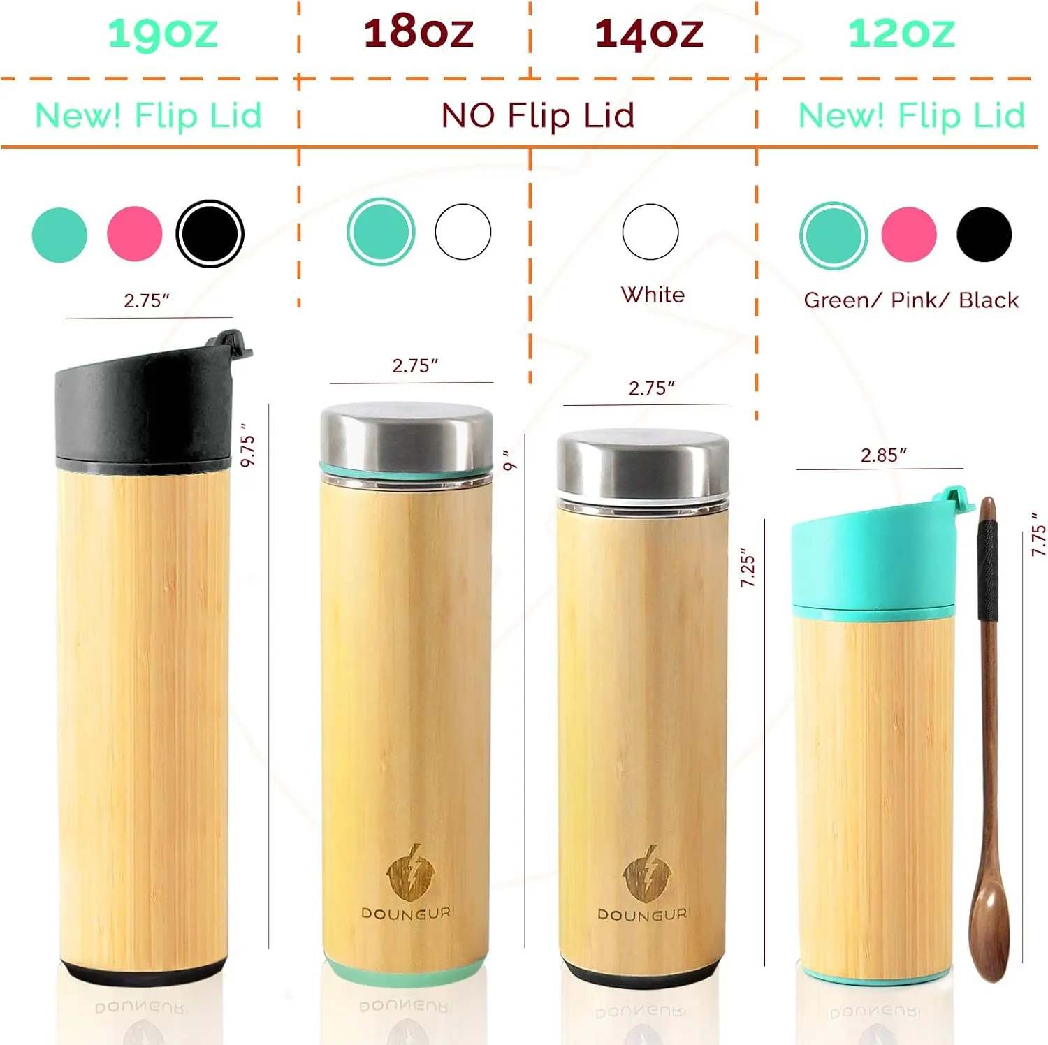 Bamboo Tea Tumbler Mug with Strainer Infuser - 14 oz Vacuum Insulated Stainless Steel Thermos with Filter for Loose Leaf/Coffee Travel Bottle/Hot and Cold Water/Leak Proof/Gift Ready