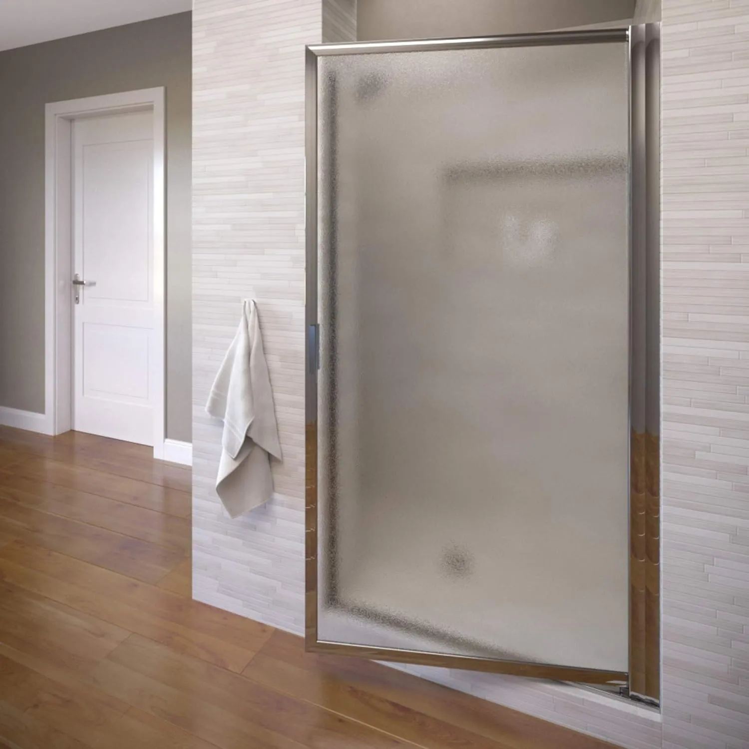 Basco Sopora 31.125- 32.875 in. Width, Pivot Shower Door, Clear Glass, Chrome Finish