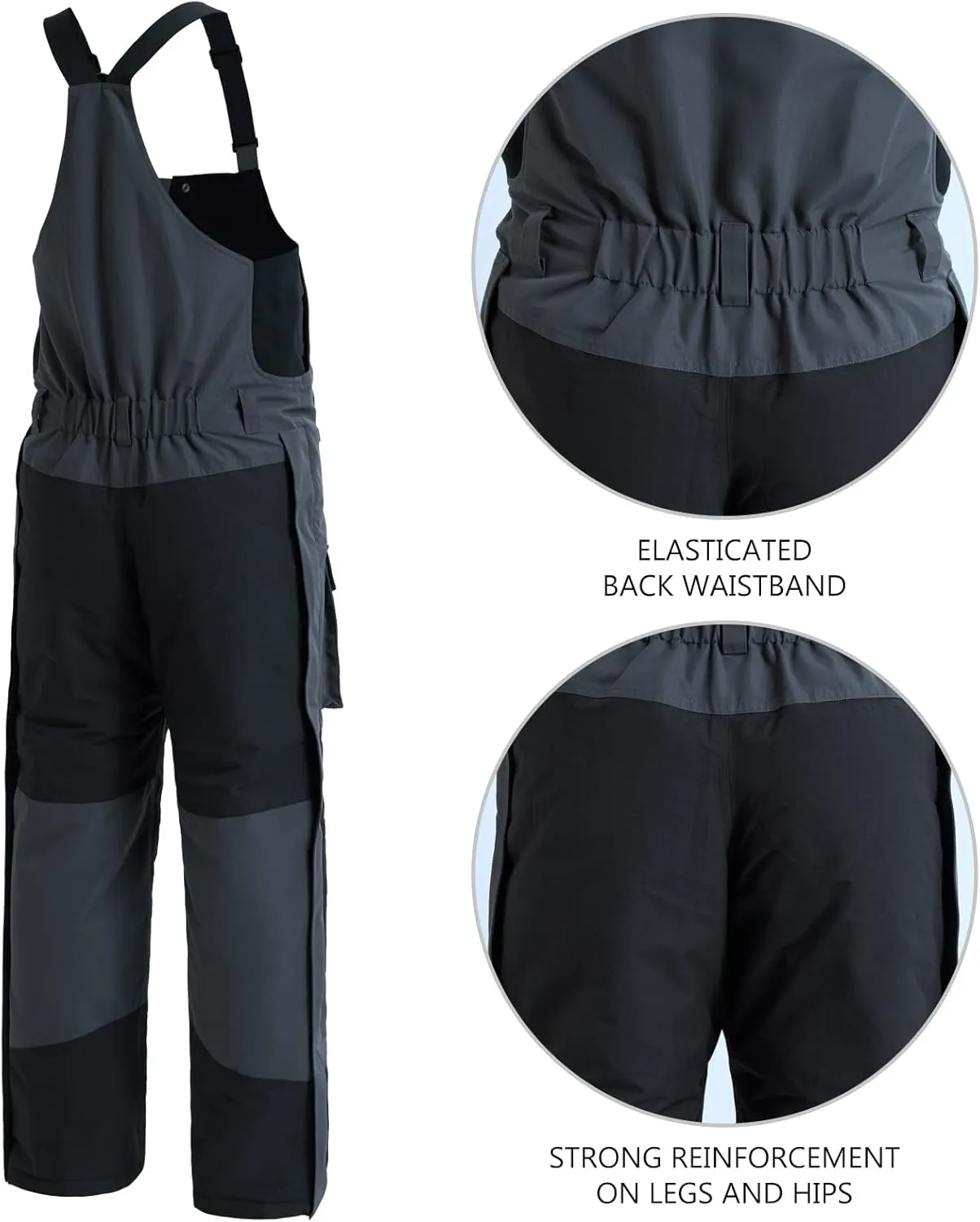 BASSDASH Splice Men’s Insulated Waterproof Fishing Hunting Bibs Ripstop Breathable Snow Pants