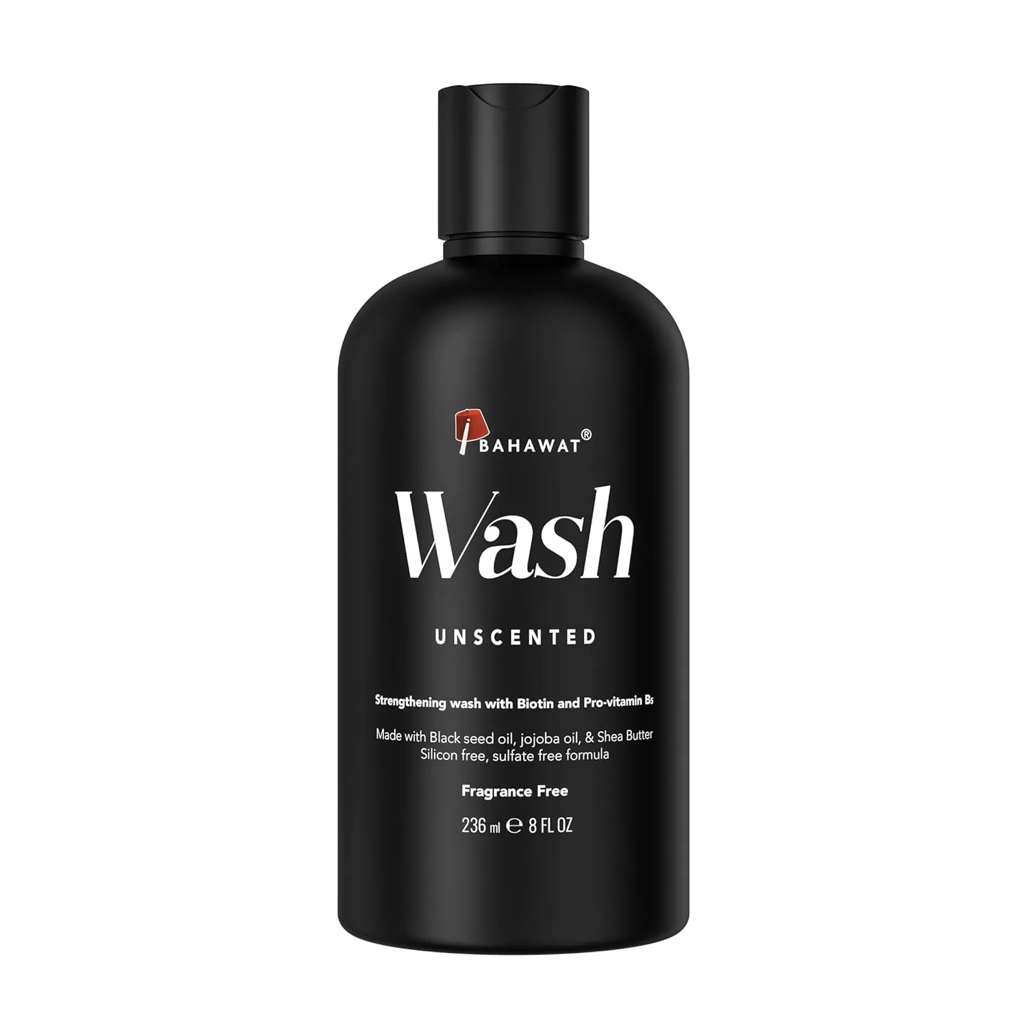Beard Wash - Unscented - 8 fl. oz. - Sulfate free - with biotin, provitamin B5, Blackseed oil, Jojoba Oil, Natural Ingredients for a Gentle, Deep Cleanse-Strengthening Wash