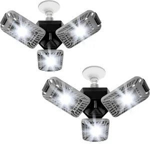 Bell Howell Triburst Deluxe, ASON TV 5500 Lumens/6500 Kelvin Indoor Lights S/2, Ultra Bright Lighting with 144 LED Bulb, Multi-Directional Triple Panel Bedroom, Garage, Ceiling Light