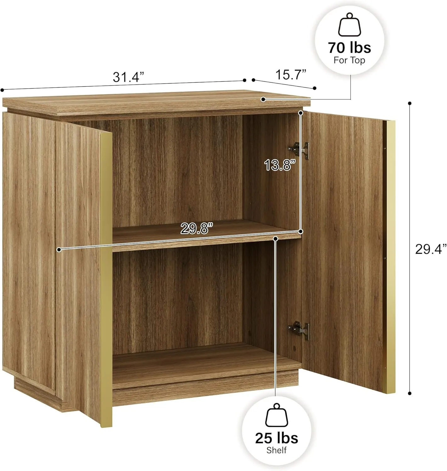 BELLEZE 94 Inch Mid Century Modern Sideboard Cabinet, Wood Arched Accent Buffet Cabinet with Storage, Credenza Console Table for Dining Room, Kitchen, and Living Room Hallway (Camel)