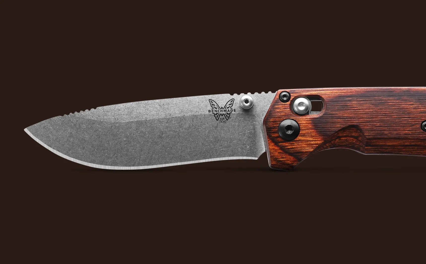 Benchmade Grizzly Creek Stabilized Wood 15060-2 Drop-Point 3.5" Plain Pocket Knife