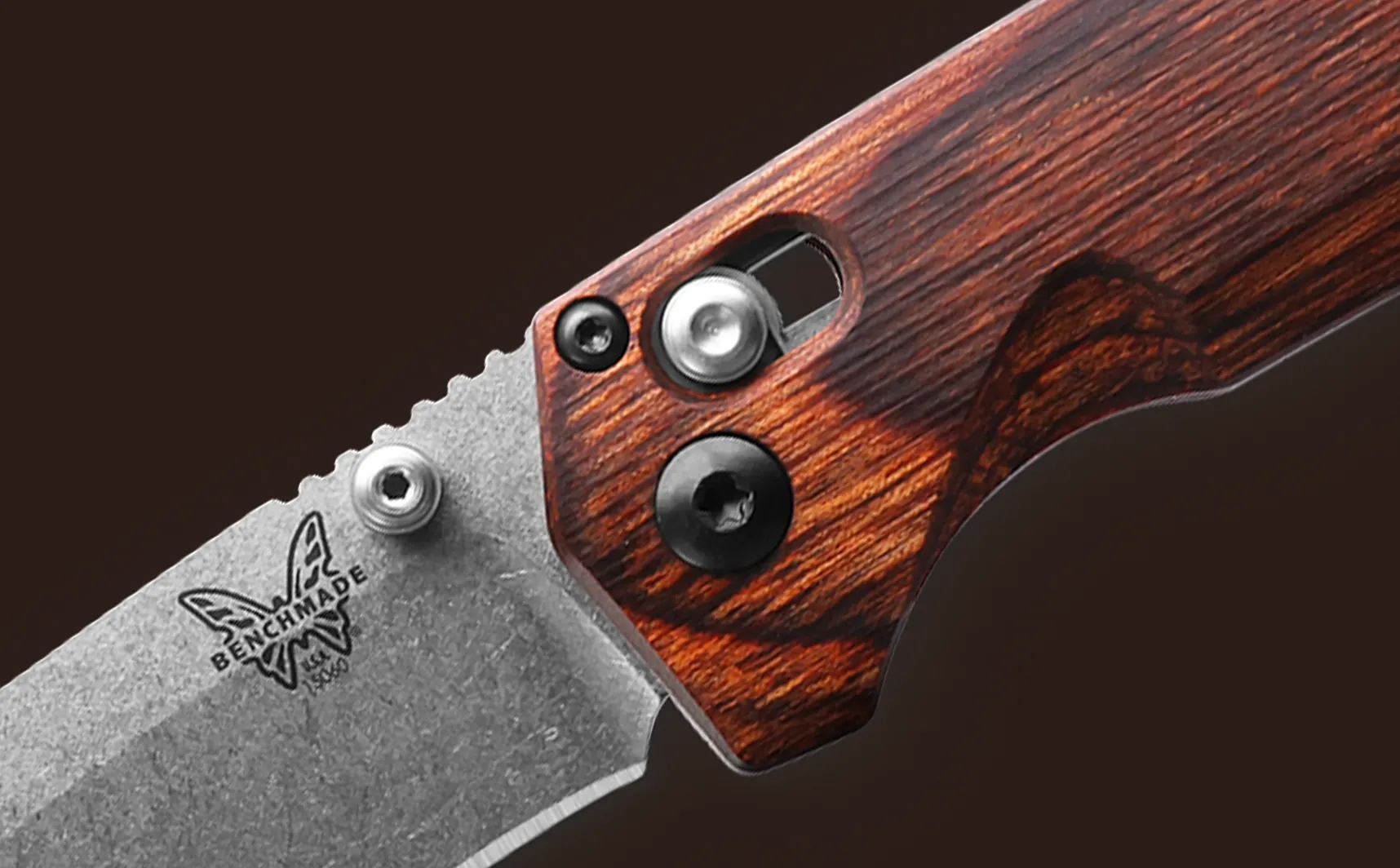 Benchmade Grizzly Creek Stabilized Wood 15060-2 Drop-Point 3.5" Plain Pocket Knife
