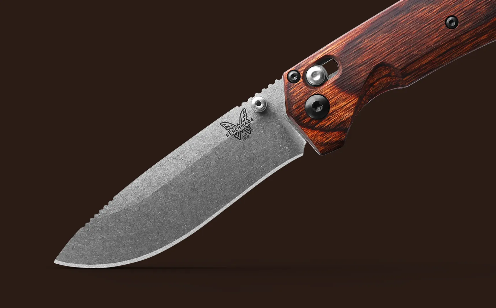 Benchmade Grizzly Creek Stabilized Wood 15060-2 Drop-Point 3.5" Plain Pocket Knife