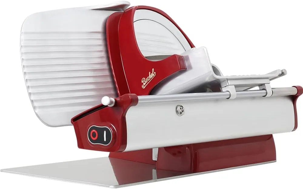 Berkel Home Line 250 Food Slicer - Red | 10" Blade | Compact Meat Slicer for Prosciutto, Cold Cuts, Cheese, Fruits and Veggies | Stylish Kitchen Appliance for Home | Italian Heritage Since 1898