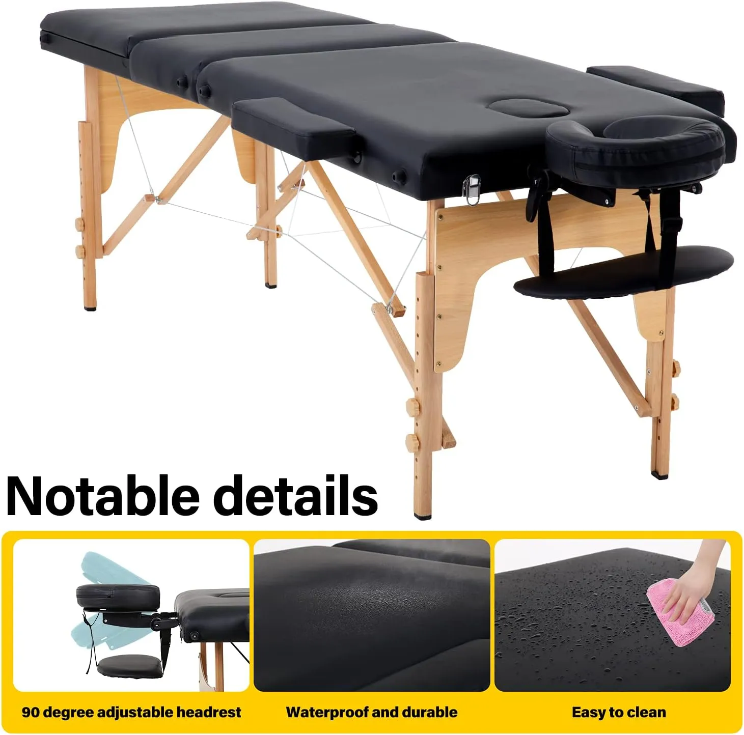 BestMassage Massage Bed Portable Massage Table 24 inche Wide Lash Bed Heigh Adjustable 3 Folding Spa Table with Non-Woven Bag for Spa Footmassage Facial CareSpa Tattoo