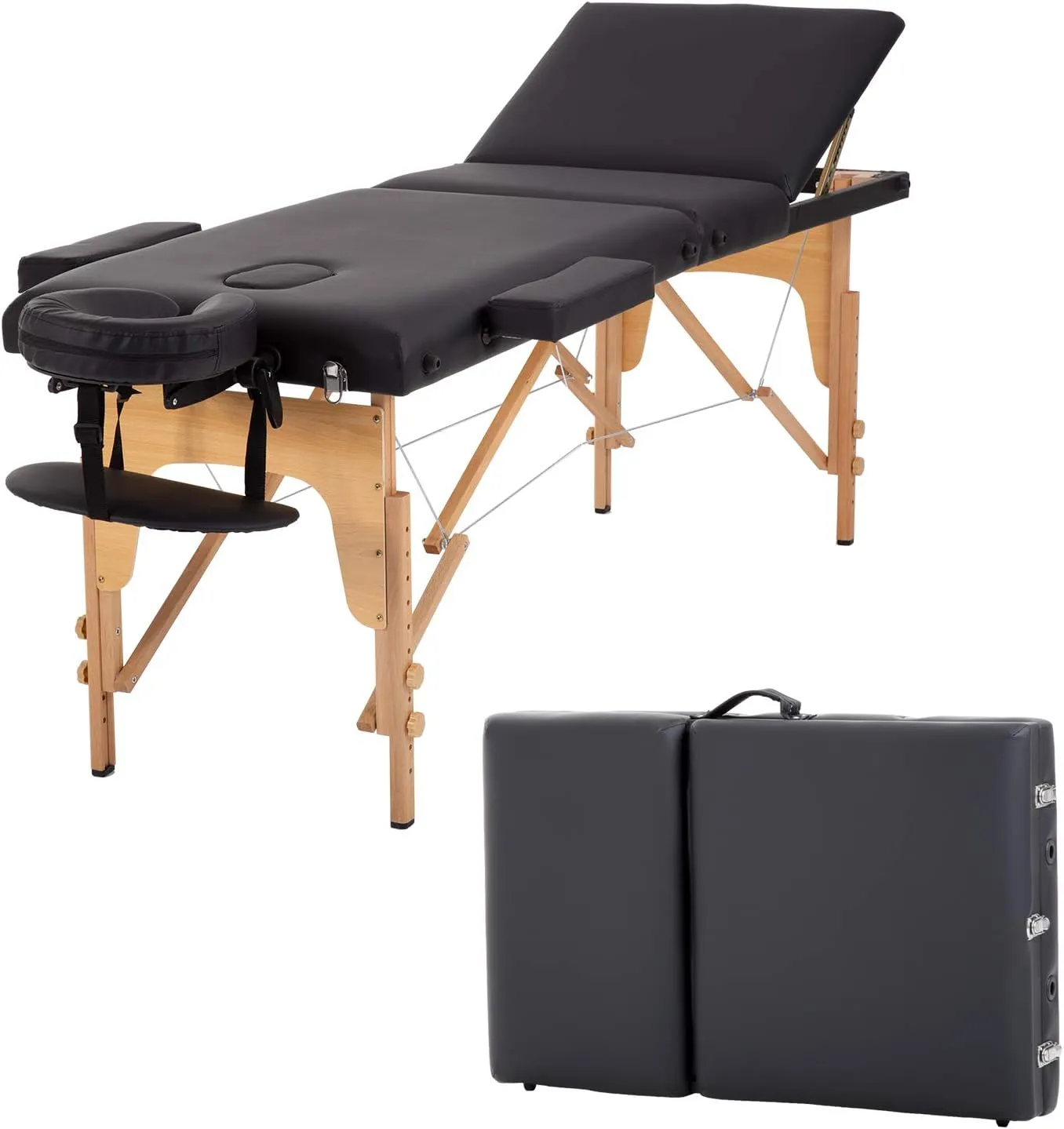 BestMassage Massage Bed Portable Massage Table 24 inche Wide Lash Bed Heigh Adjustable 3 Folding Spa Table with Non-Woven Bag for Spa Footmassage Facial CareSpa Tattoo