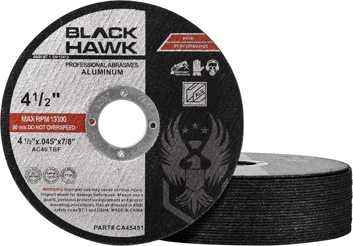 BHA Load Resistant Cut Off Wheels for Aluminum & Other Soft Metals, Angle Grinder Cutting Discs 4-1/2" x .045 x 7/8" - 25 Pack