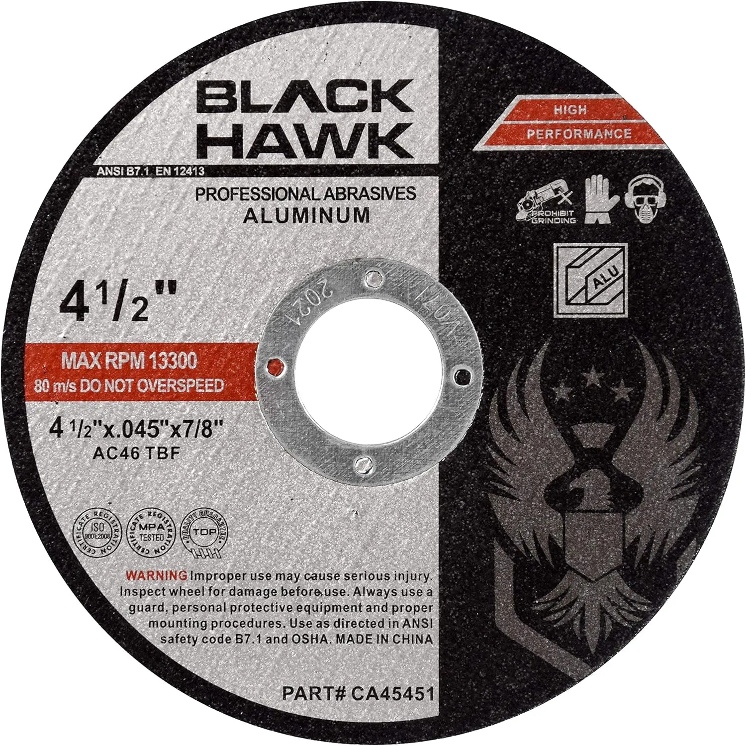 BHA Load Resistant Cut Off Wheels for Aluminum & Other Soft Metals, Angle Grinder Cutting Discs 4-1/2" x .045 x 7/8" - 25 Pack