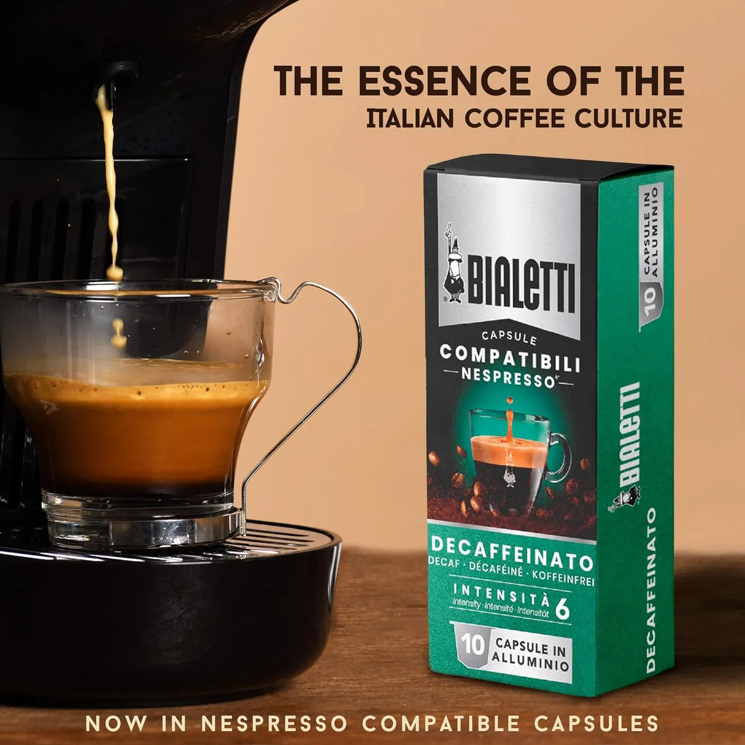 Bialetti Aluminum Nespresso Compatible Capsules - 100 count DECAFFEINATO Espresso Pods compatible with Nespresso Machines…
