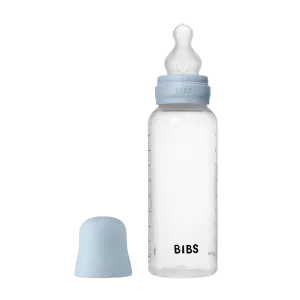 BIBS BPA-Free PP Baby Bottle Round Silicone 1 pack 270 ml Medium Flow Baby Blue (Min. of 2 PK , multiples of 2 PK)