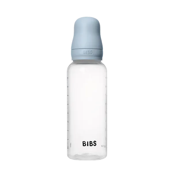 BIBS BPA-Free PP Baby Bottle Round Silicone 1 pack 270 ml Medium Flow Baby Blue (Min. of 2 PK , multiples of 2 PK)
