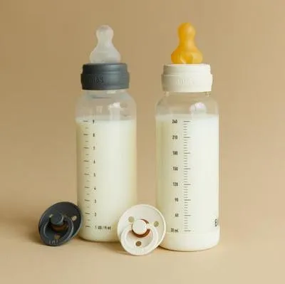 BIBS BPA-Free PP Baby Bottle Round Silicone 2 pack 270 ml Medium Flow Ivory (Min. of 2 PK , multiples of 2 PK)