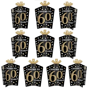 Big Dot of Happiness Adult 60th Birthday Gold Table Decorations Birthday Party Foldable Flare Centerpieces 10 Pieces