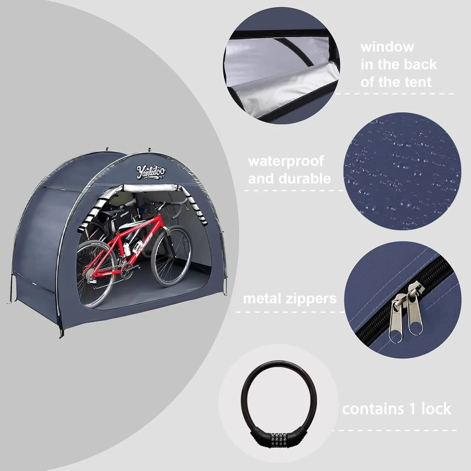 Bike Shed, Waterproof Bicycle Shelter, Outdoor Portable Bike Storage Shed Tent with 210D Oxford Fabric, Bicycle Cover Fits 2-3 Bikes (Blue)