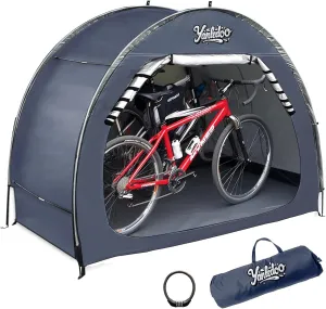 Bike Shed, Waterproof Bicycle Shelter, Outdoor Portable Bike Storage Shed Tent with 210D Oxford Fabric, Bicycle Cover Fits 2-3 Bikes (Blue)