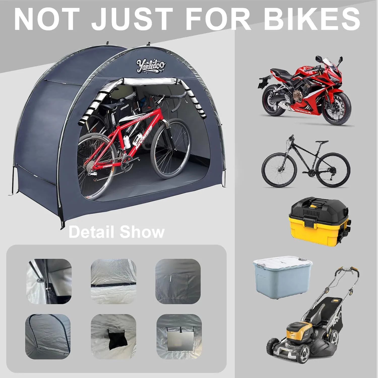 Bike Shed, Waterproof Bicycle Shelter, Outdoor Portable Bike Storage Shed Tent with 210D Oxford Fabric, Bicycle Cover Fits 2-3 Bikes (Blue)