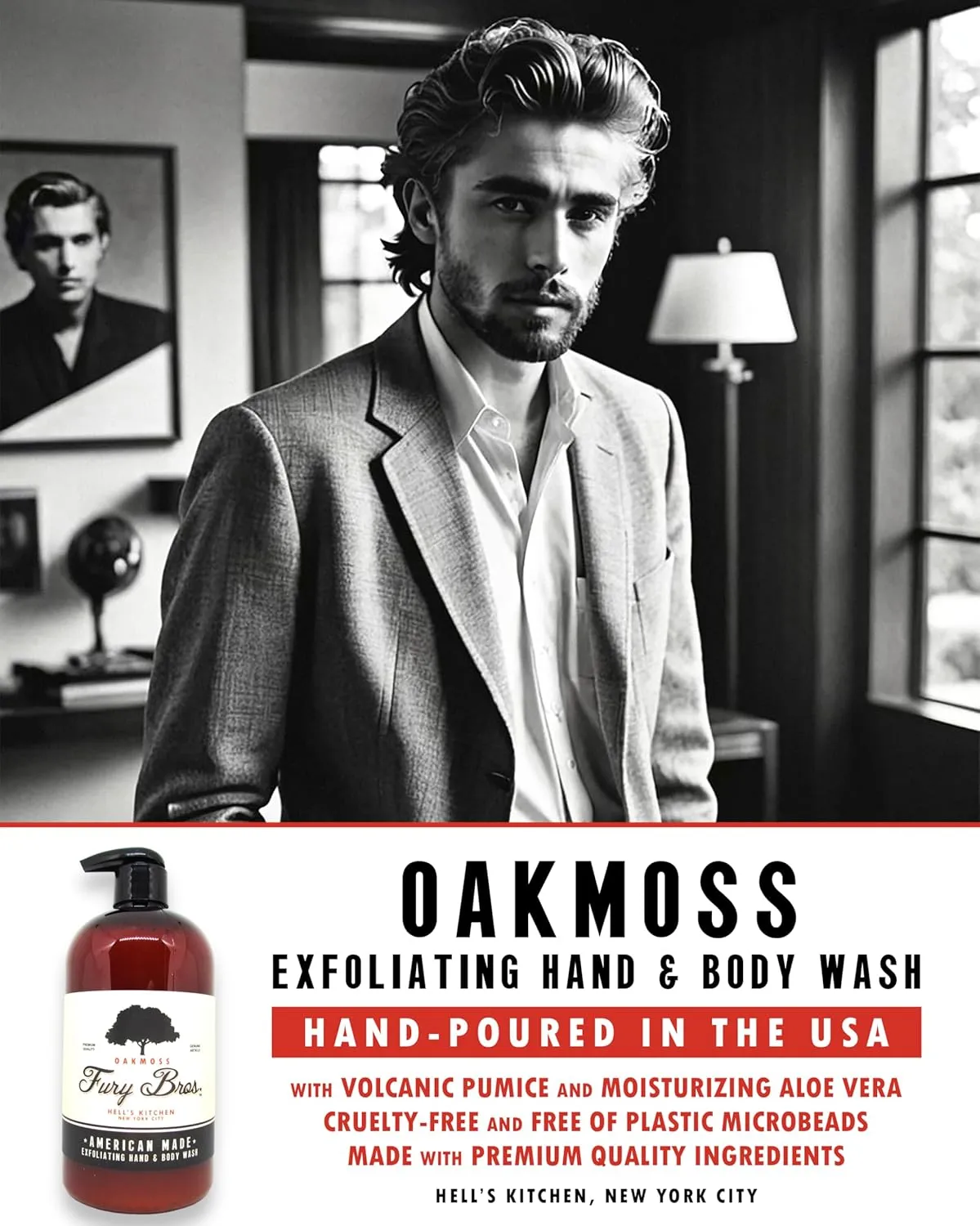 Black Series Hand & Body Wash | Oakmoss | Natural Ingredients | Exfoliating Volcanic Pumice | Moisturizing Aloe Vera | Made in USA | Cruelty-Free | Microbead Free | 16 oz
