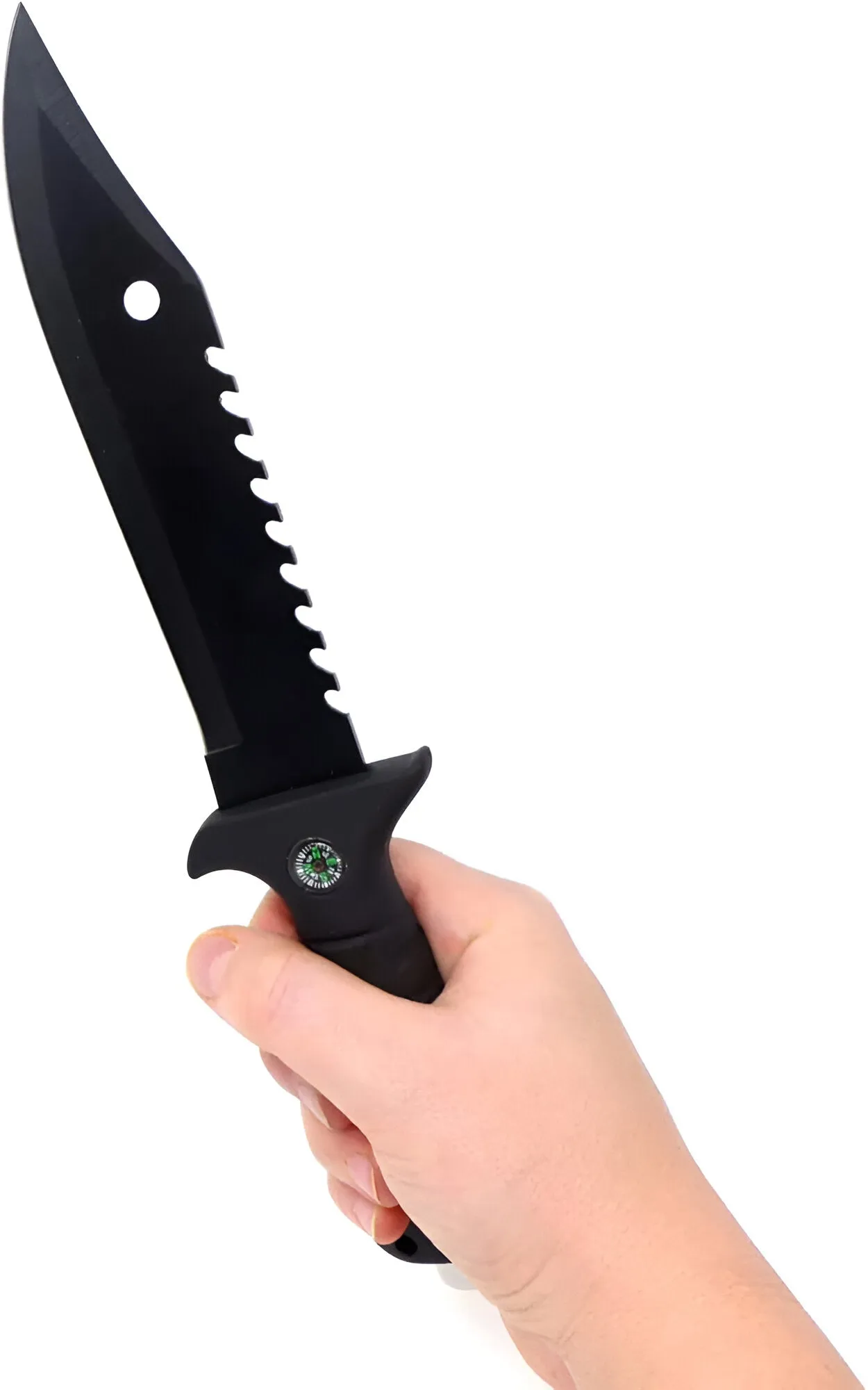 Black Stainless Steel Knife For Camping Activities With Compass