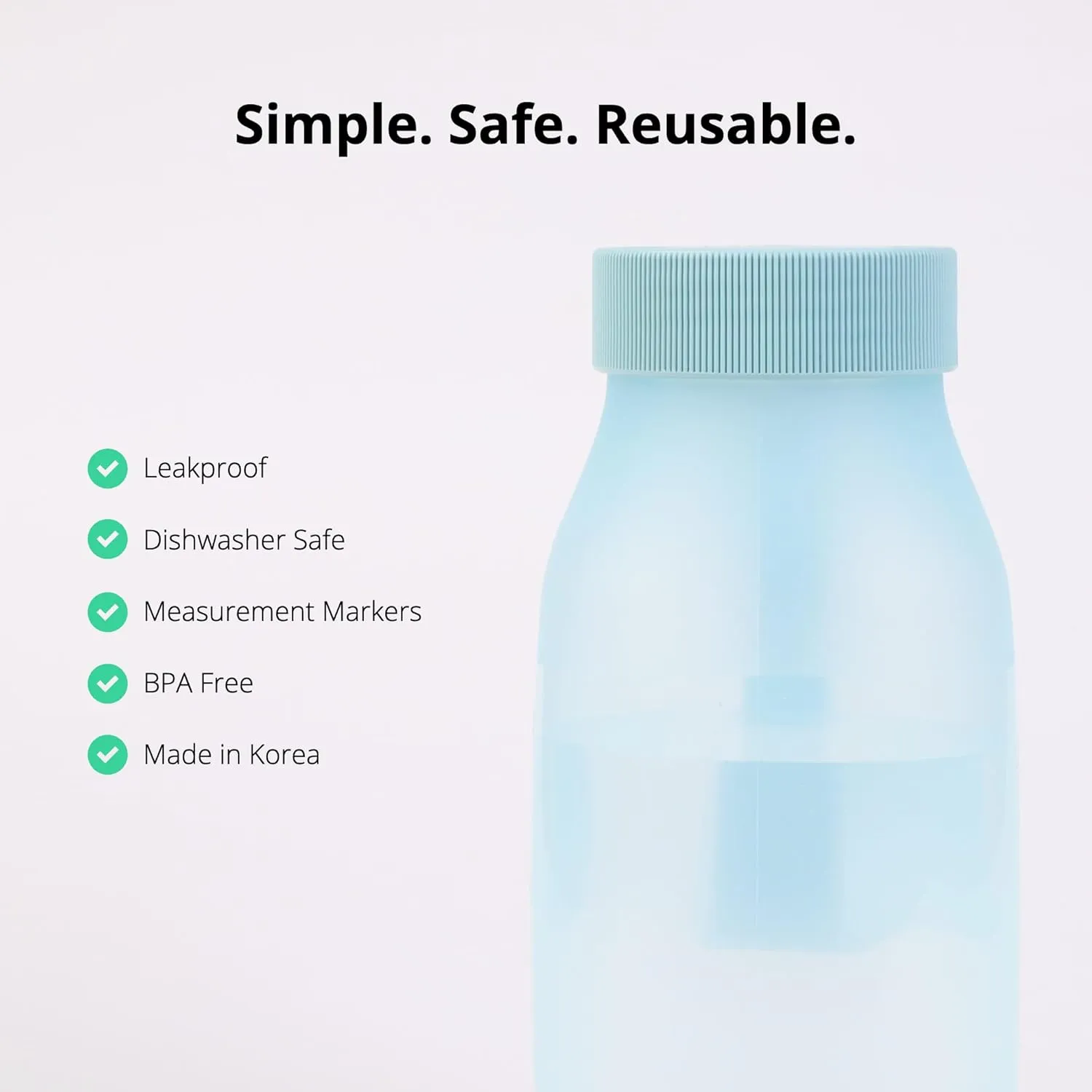 BLUE GINKGO Collapsible Water Bottle – Lightweight, Foldable Silicone Bottle for Travel, Hiking, and Camping (16.9oz, Made in Korea, Blue)
