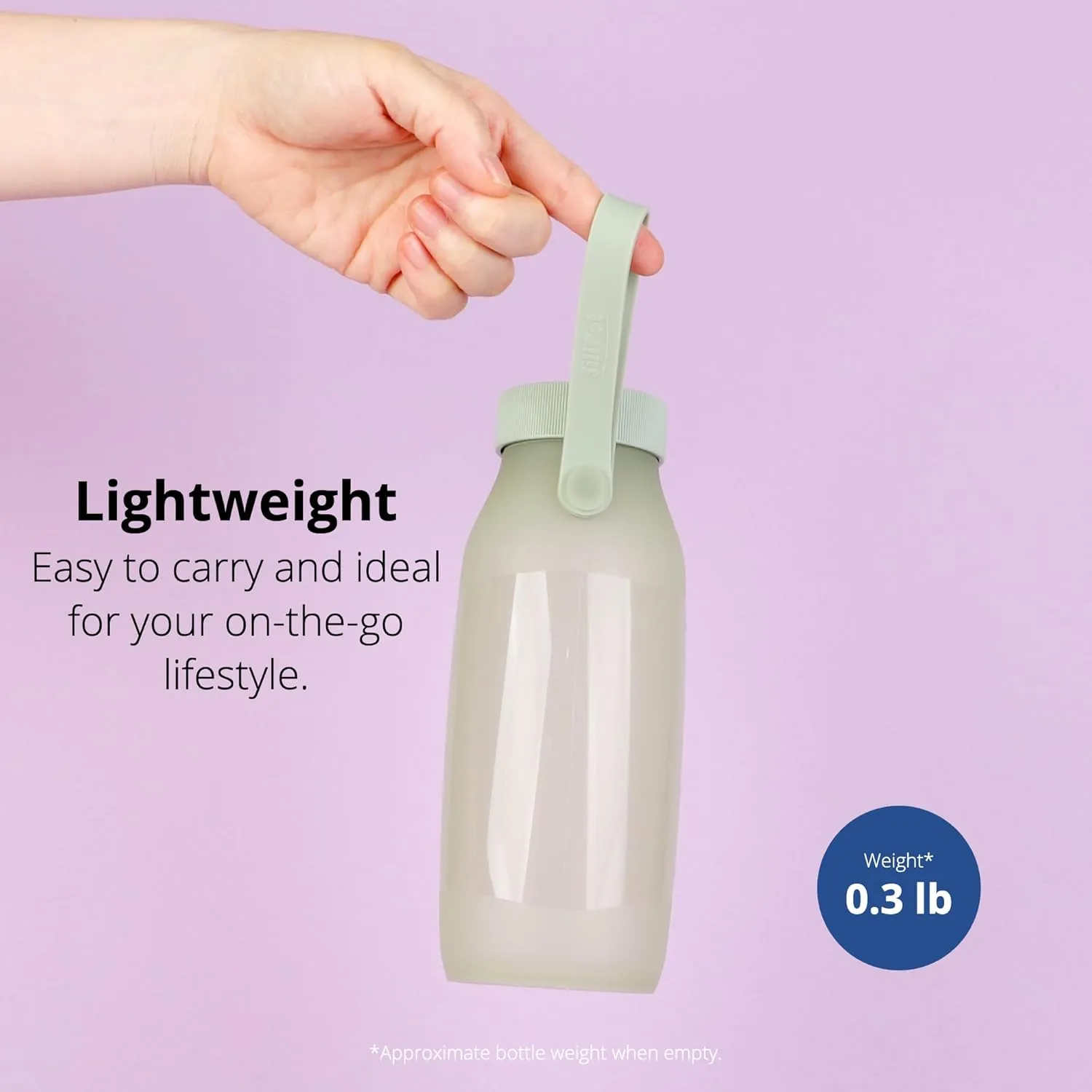 BLUE GINKGO Collapsible Water Bottle – Lightweight, Foldable Silicone Bottle for Travel, Hiking, and Camping (16.9oz, Made in Korea, Olive Green)