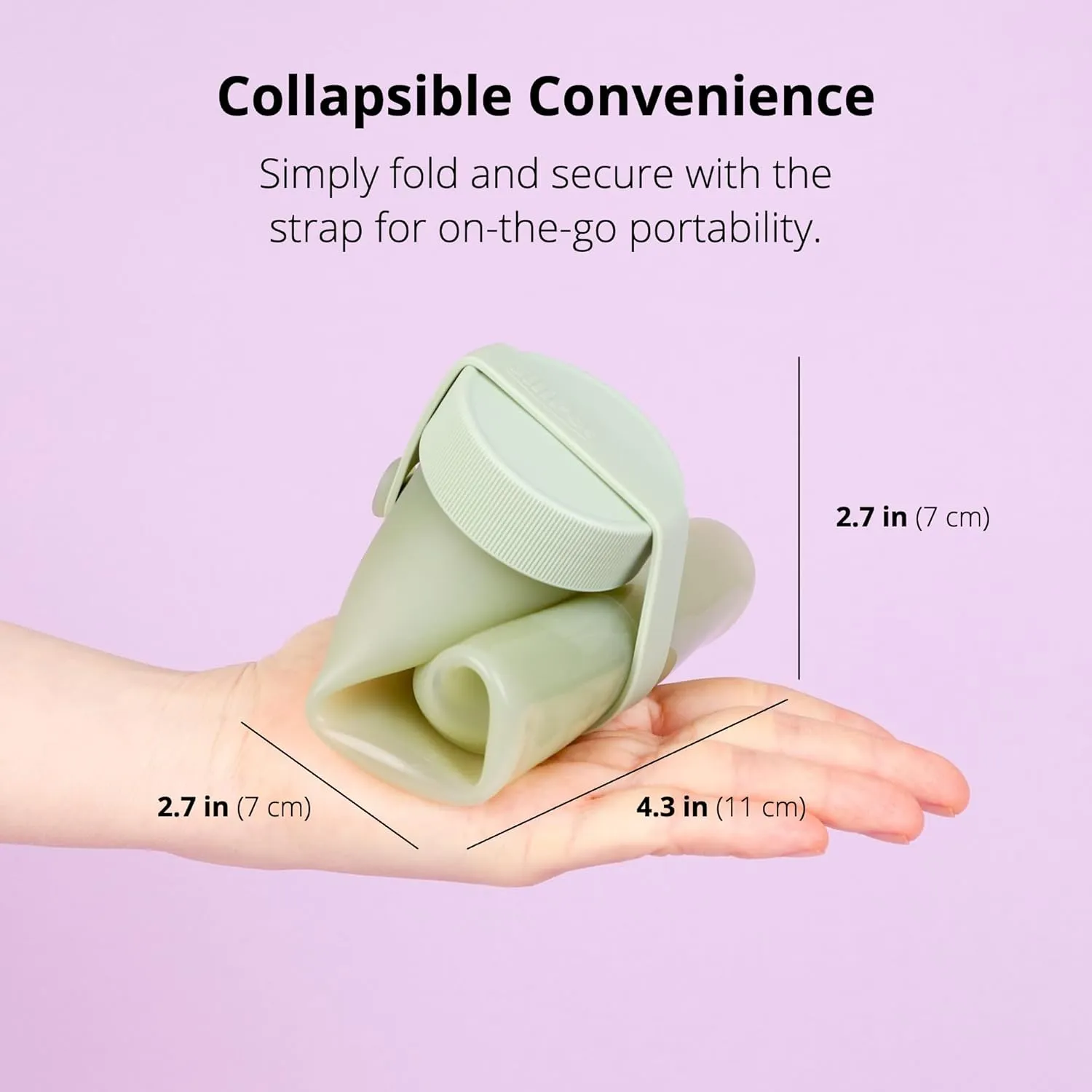 BLUE GINKGO Collapsible Water Bottle – Lightweight, Foldable Silicone Bottle for Travel, Hiking, and Camping (16.9oz, Made in Korea, Olive Green)