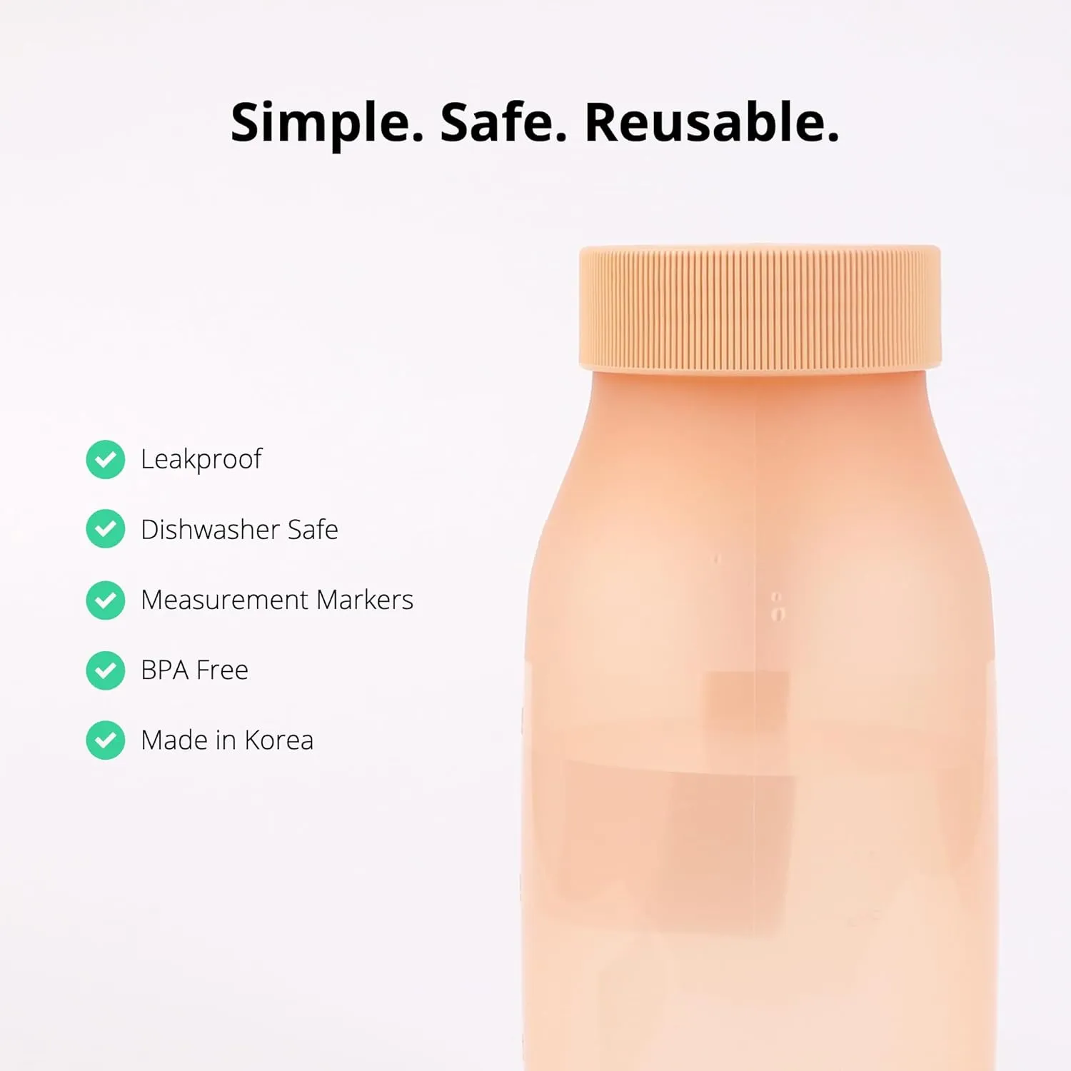 BLUE GINKGO Collapsible Water Bottle – Lightweight, Foldable Silicone Bottle for Travel, Hiking, and Camping (16.9oz, Made in Korea, Peach)