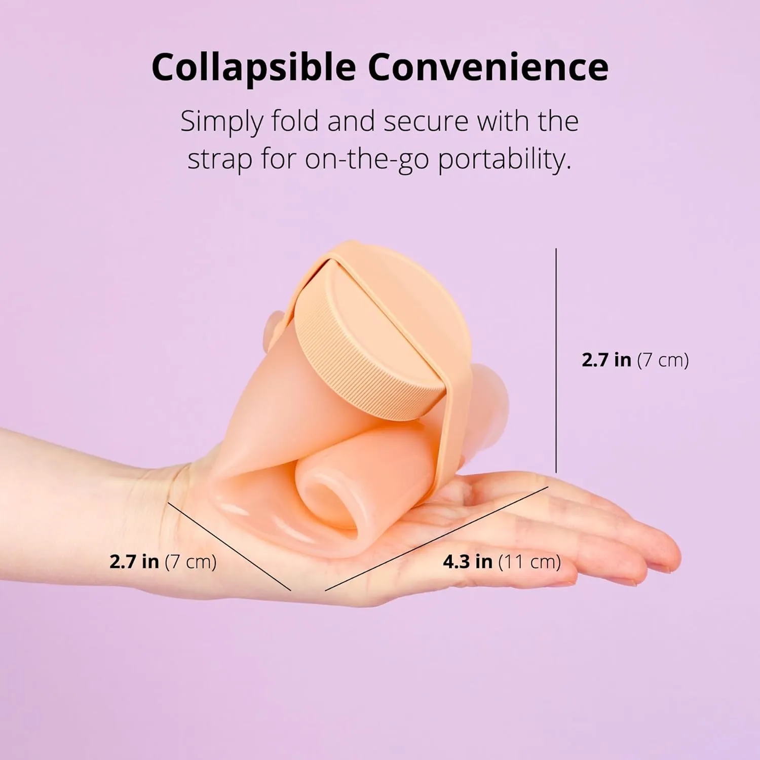 BLUE GINKGO Collapsible Water Bottle – Lightweight, Foldable Silicone Bottle for Travel, Hiking, and Camping (16.9oz, Made in Korea, Peach)