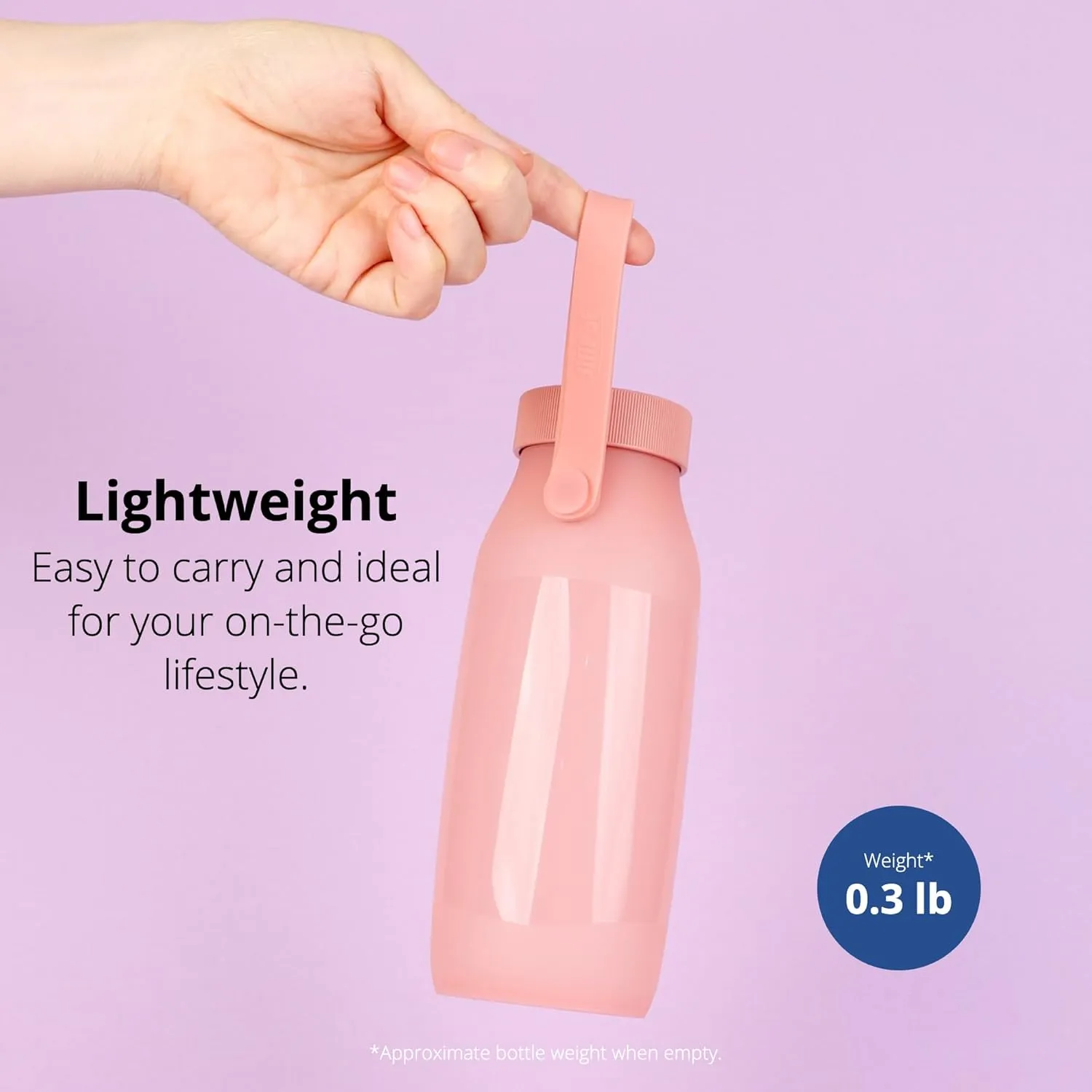 BLUE GINKGO Collapsible Water Bottle – Lightweight, Foldable Silicone Bottle for Travel, Hiking, and Camping (16.9oz, Made in Korea, Rose Pink)