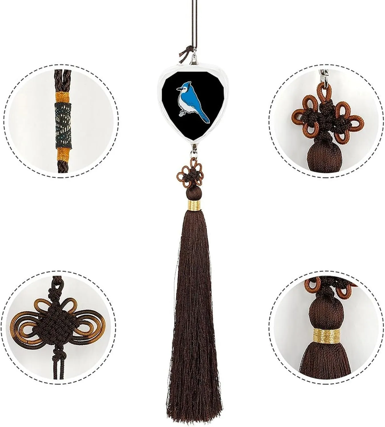 Blue Jay Bird Novelty Car Hanging Ornaments Rear View Mirror Charms Pendant Auto Interior Accessories
