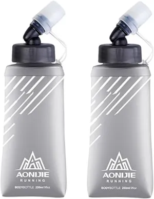 BlueField Five types of sports water bottle Soft Flasks TPU Collapsible Foldable Water Bottles for Hydration Pack Running Hiking Cycling Climbing (B#250ml Flask)