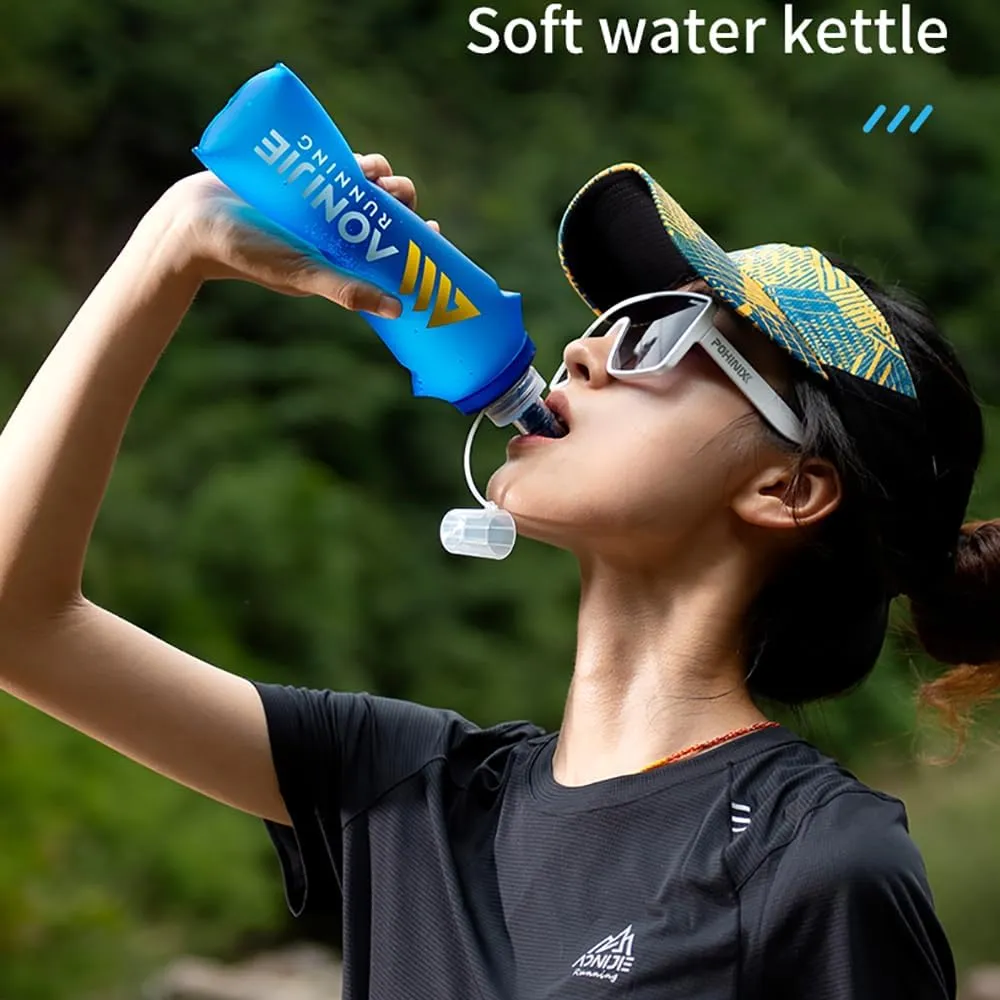BlueField Five types of sports water bottle Soft Flasks TPU Collapsible Foldable Water Bottles for Hydration Pack Running Hiking Cycling Climbing (C#250ml bottle)