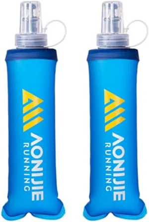 BlueField Five types of sports water bottle Soft Flasks TPU Collapsible Foldable Water Bottles for Hydration Pack Running Hiking Cycling Climbing (C#250ml bottle)