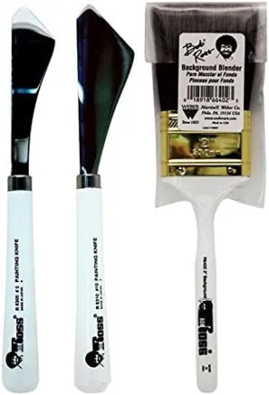Bob Ross Painting Supplies Knife Set with Background Blender Brush Kit