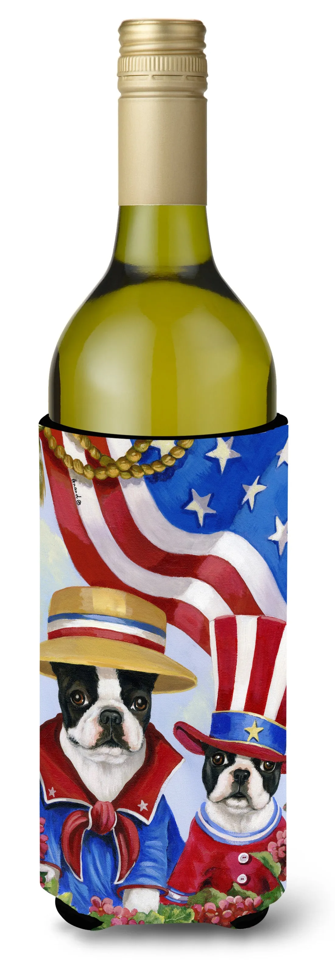 Boston Terrier USA Wine Bottle Hugger PPP3038LITERK