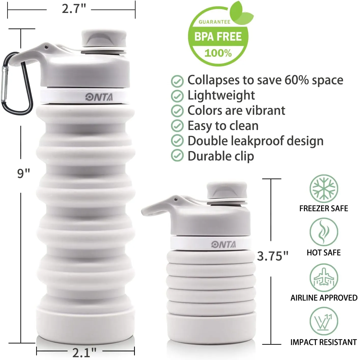 Bottle Portable, Collapsible Convenient delivery Easy Leakproof, Clean, Shatter-Resistant, BPA-Free Travel-Friendly 20oz Silicone Professional service - to Water