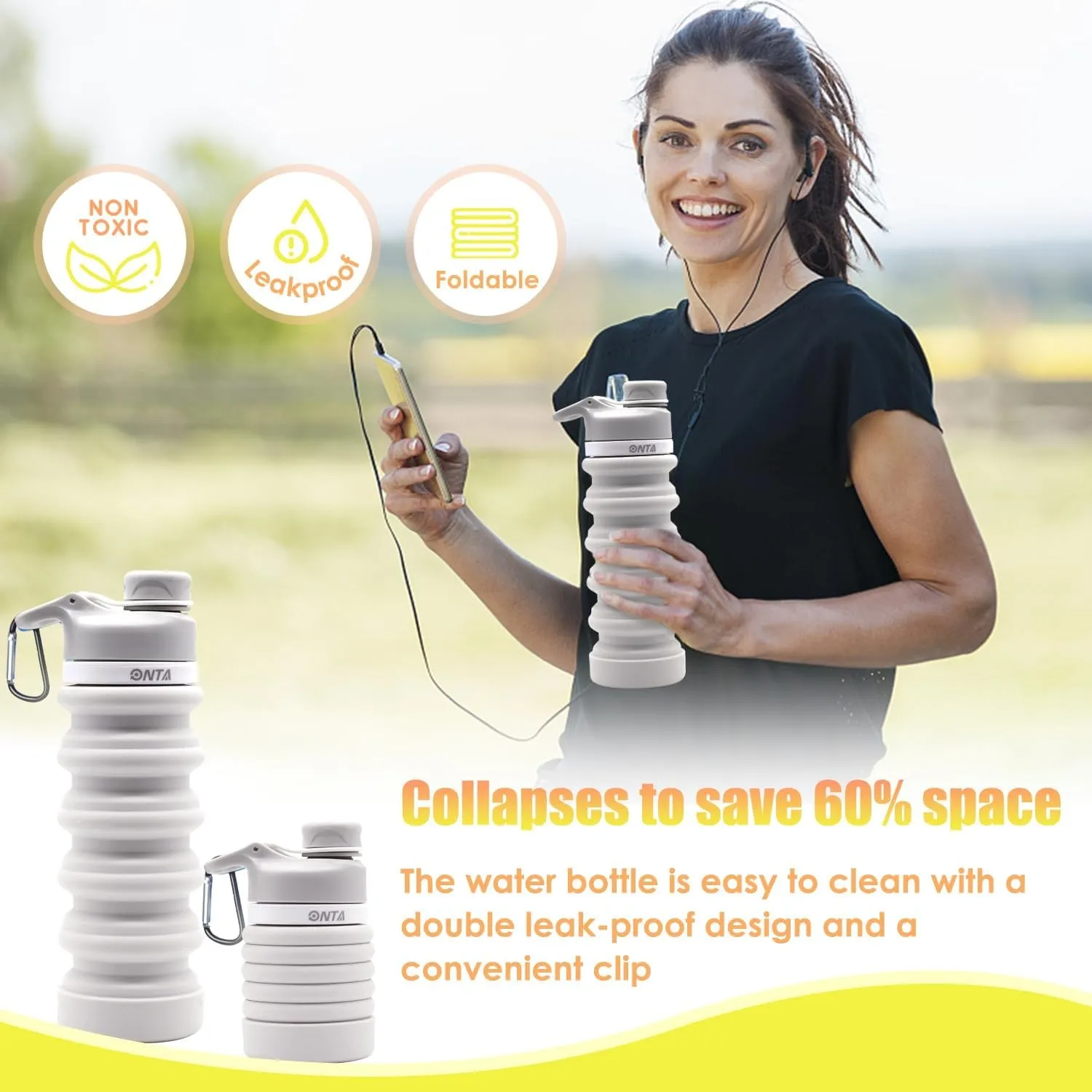 Bottle Portable, Collapsible Convenient delivery Easy Leakproof, Clean, Shatter-Resistant, BPA-Free Travel-Friendly 20oz Silicone Professional service - to Water