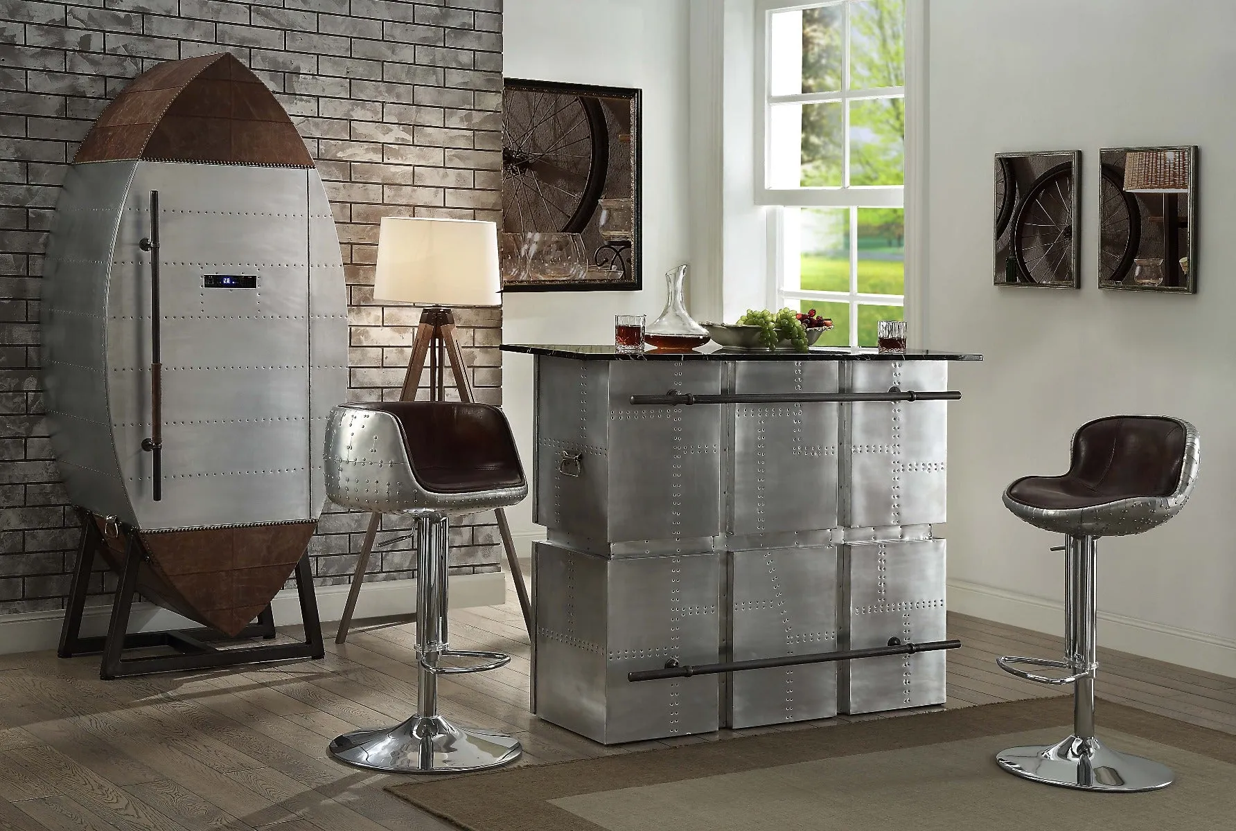 Brancaster Marble Top Aluminum Bar Table