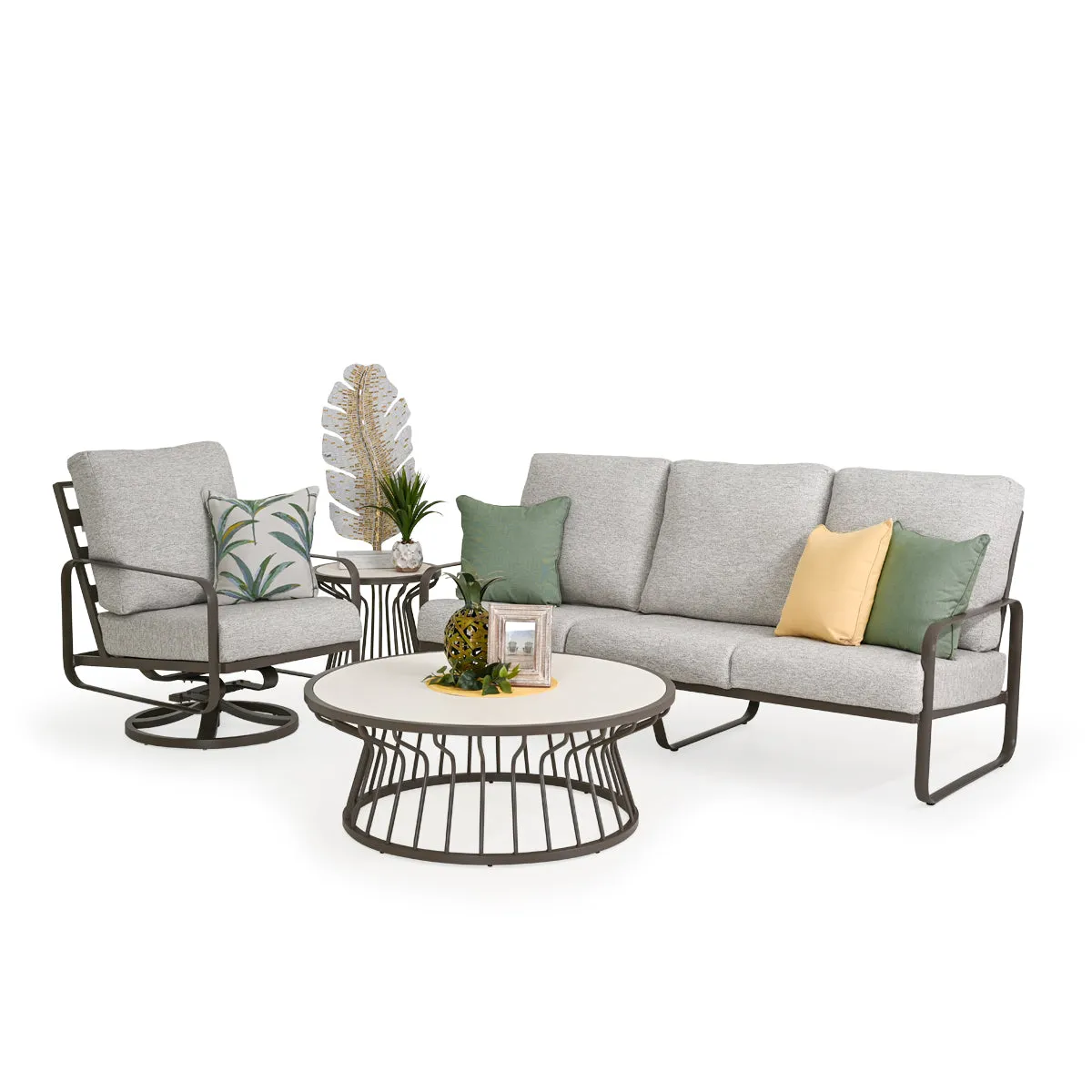 Brasilia Outdoor Aluminum Round Cocktail Table