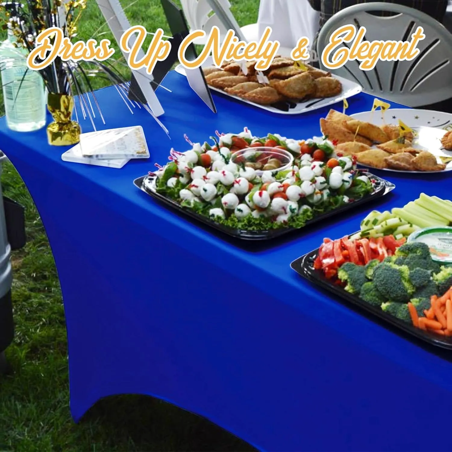 BRILLMAX 6 Pack Royal Blue Fitted Spandex Table Covers - 6ft Stretch Tablecloths for 6 Foot Rectangle Folding Cloths Rectangular Bulk Linen Fabric Elastic Wedding Reception Banquet Birthday Party