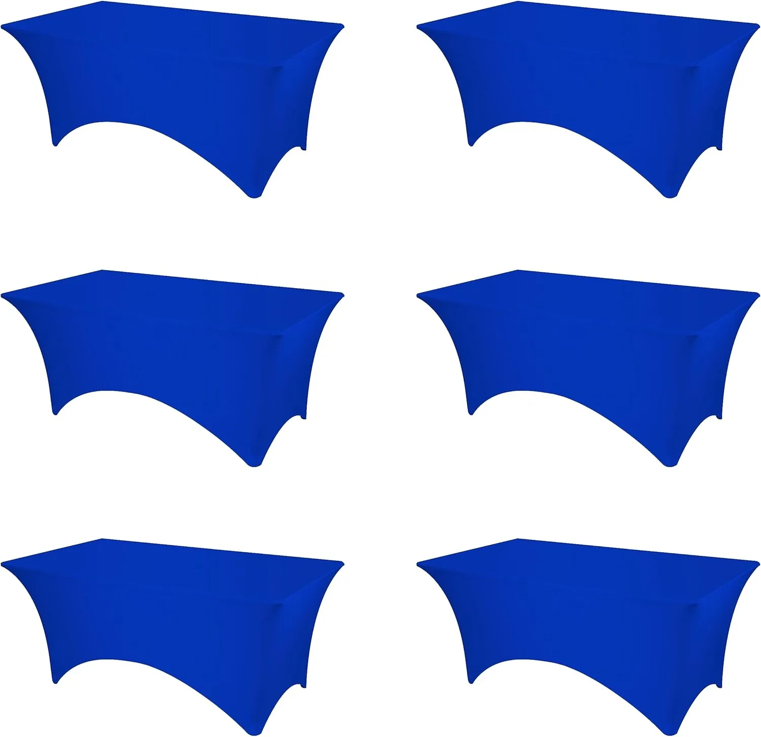BRILLMAX 6 Pack Royal Blue Fitted Spandex Table Covers - 6ft Stretch Tablecloths for 6 Foot Rectangle Folding Cloths Rectangular Bulk Linen Fabric Elastic Wedding Reception Banquet Birthday Party