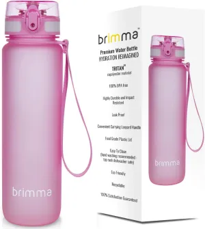 Brimma Premium Sports Water Bottle with Leak Proof Flip Top Lid - Eco Friendly & BPA Free Tritan Plastic - Must Have for The Gym, Yoga, Running, Outdoors, Cycling, and Camping