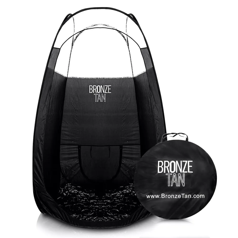 Bronze Tan Pop Up Spray Tan Tent for Professionals - Waterproof Booth With FREE Portable Carrying Case - Self Tanning Black