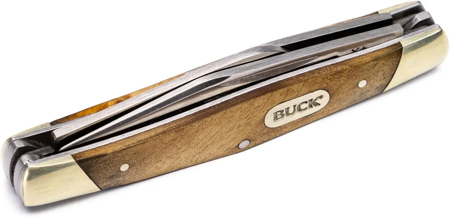 Buck Knives 373 Trio 3-Blade Folding Pocket Knife with Wood Handle