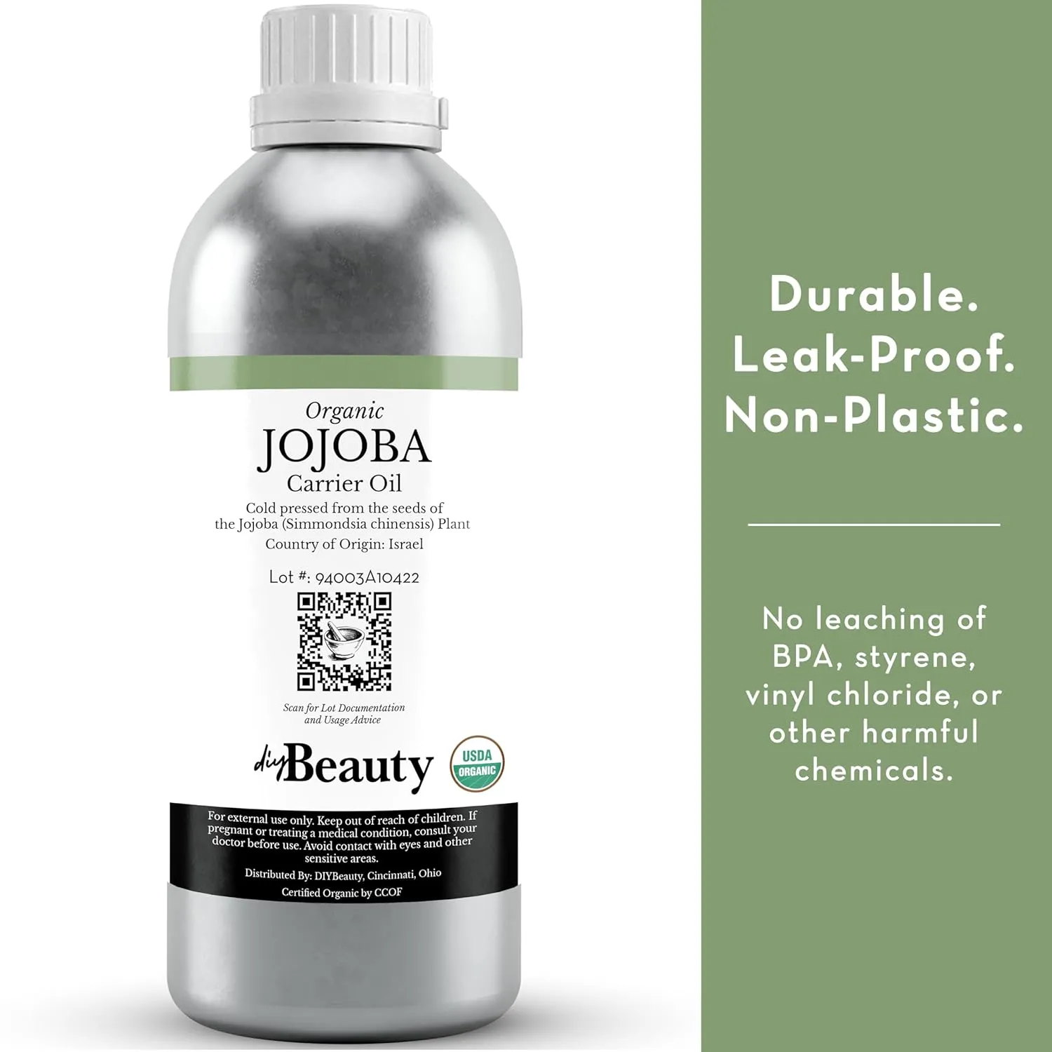 Bulk Jojoba Oil - 32 Fl Oz Large Size Wholesale Bottle - Organic, Golden, Virgin, 100% Pure, Cold Pressed from the Seeds of the Jojoba Plant - Unrefined Aceite de Jojoba