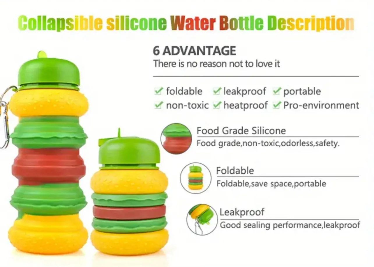 Burger Blast 🍔 - Collapsible BPA Free Bottle
