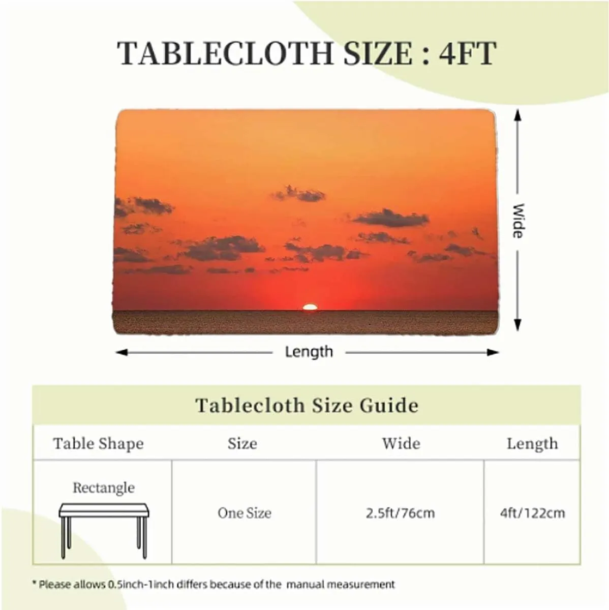 Burnt Orange Black Fitted Tablecloth Panorama Sunset Scenery Elastic Edged Table Cover for Indoor Outdoor Patio Picnic Africa Fits up 4 Foot Tables